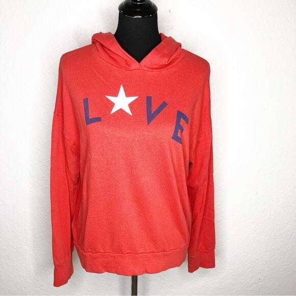 Sundry red LOVE hooded sweatshirt size 1 or Small - Picture 1 of 15